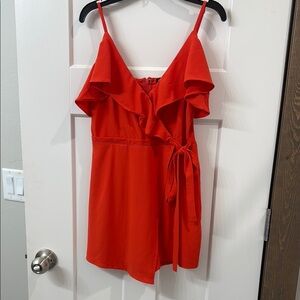 Blue Blush Red Ruffle Wrap Romper